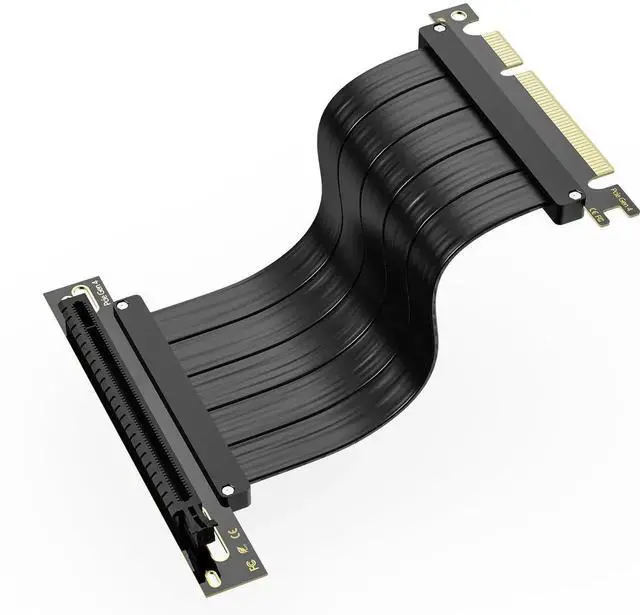 Main image of PCI-E 4.0 X16 Riser Cable 200mm, 90 Degree High Speed Flexible Extension Adapter, EMI Shielded 30AWG TPE Sleeved PCIe Extender Backward Compatible