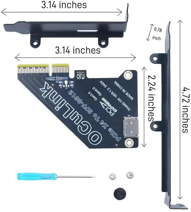 Alt view image 4 of 5 - PCIe 4.0 x4 to OCuLink SFF-8612 External Adapter Card, eGPU Dock Expansion Card for Mini PC