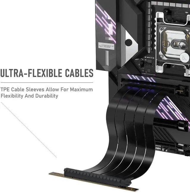 Alt view image 2 of 7 - PCIe Gen4 x16 Extreme Flexible GPU Riser Cable, Right Angle PCIe 4.0 Extension Card, 11.8 Inch (30cm) Full Speed Graphics Card Extender