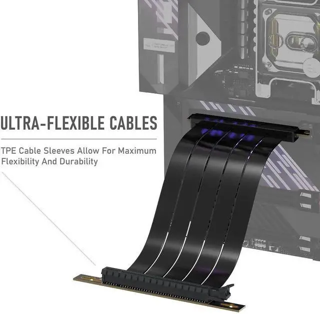 Alt view image 3 of 7 - PCIe Gen 4 x16 Extreme Flexible GPU Riser Cable, Right Angle PCIe 4.0 Graphics Extension Card, 7.87 Inch (20cm) Full Speed Extender