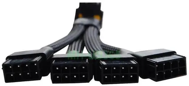 Alt view image 4 of 4 - 12VHPWR 12+4 Pin GPU Power Adapter Cable, PCIe 5.0 90 Degree Sleeved Cord, 4×8Pin to 16Pin Type B, 5.9 Inch for RTX 4090 4080 4070Ti 3090Ti