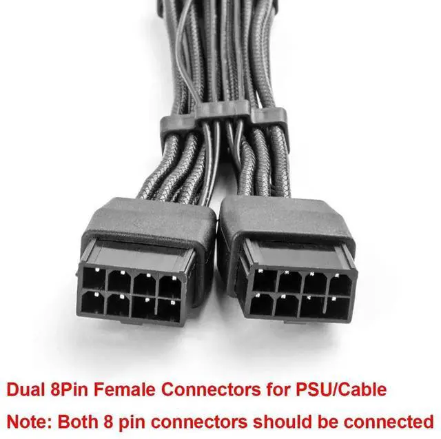 Alt view image 2 of 6 - Type B 90 Degree 12VHPWR Adapter Cable, PCIe 5.0 16AWG 12+4Pin 16Pin GPU Right Angle Power Extender, 12VHPWR Male to Dual 8Pin Female Cord for RTX 3090Ti, 4070Ti, 4080, 4090 Graphics Cards