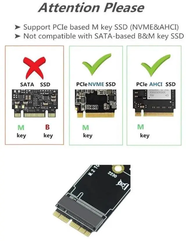 Alt view image 6 of 6 - M.2 NVMe SSD Converter Adapter Card, Storage Upgrade Kit Supporting NVMe/AHCI M.2 SSD, Compatible with MacBook Air & Pro Retina 2013-2017 A1465 A1466 A1398 A1502