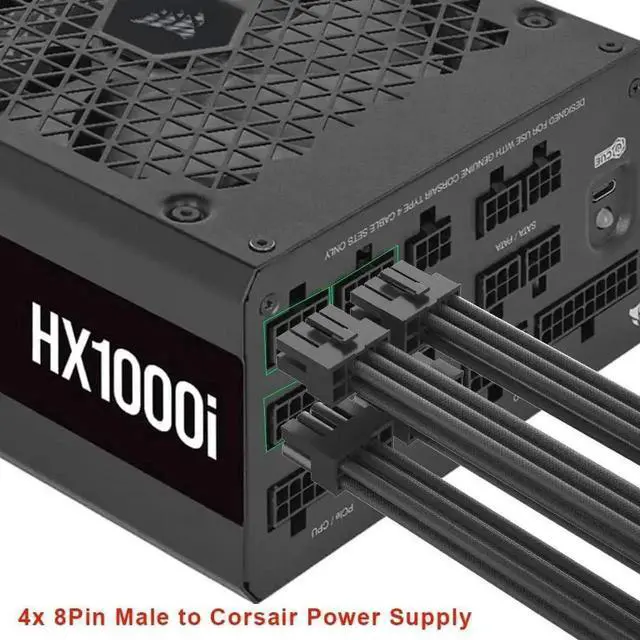 Alt view image 5 of 6 - Type B 90° Right Angle 12VHPWR Adapter, PCIe5.0 16AWG 600W 12+4Pin GPU Power Cord, 4×8Pin Input Exclusive for Corsair Modular PSU, Fits RTX 4090/4080/4070Ti/3090Ti