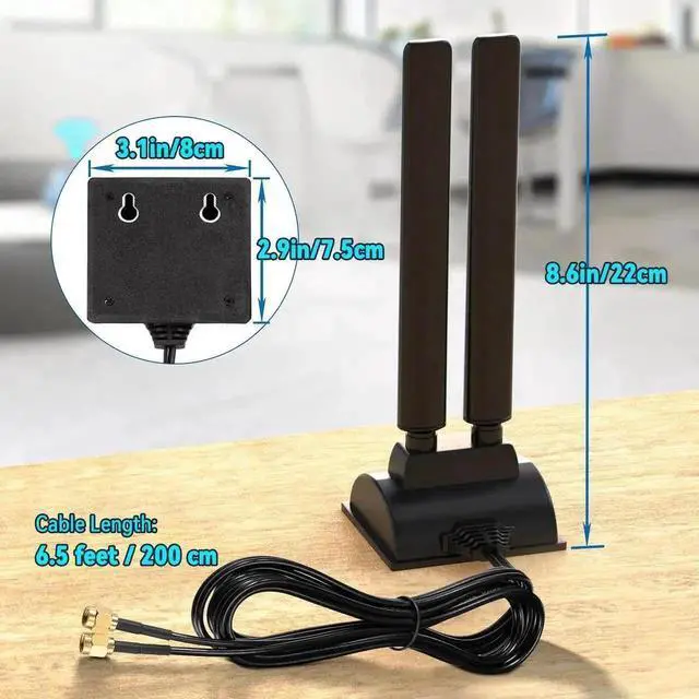 Main image of 5dBi Tri-Band WiFi 6E Antenna, 2400-2500MHz+5150-5850MHz+5900-7125MHz, Compatible with Monkey King Gaming PC, FPV Drones & Security Cameras