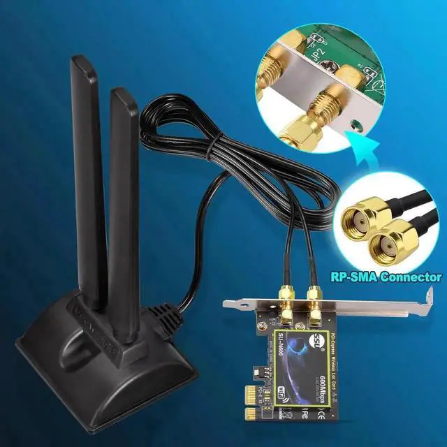 Alt view image 5 of 6 - 5dBi Tri-Band WiFi 6E Antenna, 2400-2500MHz+5150-5850MHz+5900-7125MHz, Compatible with Monkey King Gaming PC, FPV Drones & Security Cameras