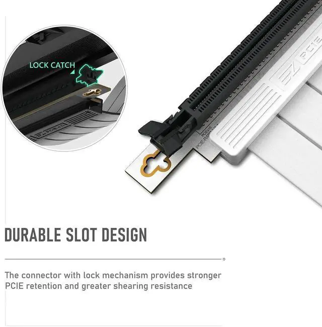 Alt view image 5 of 6 - PCIe Gen 4 x16 Extreme Flexible GPU Riser Cable, 20cm(7.87in) Right Angle Connector, High Speed PCIe 4.0 Extension Cord, White, Compatible with RTX 3090/3090Ti/4080/4090 Graphics Cards