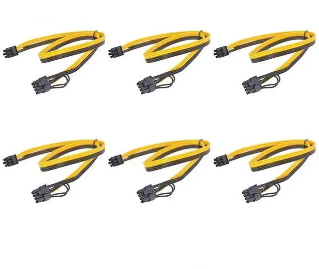Main image of 6 Pack 50cm PCIe 6Pin to 6+2Pin GPU Power Cables, PCI-E 8Pin Adapter Cords for BTC Mining Rig & Server Graphics Cards