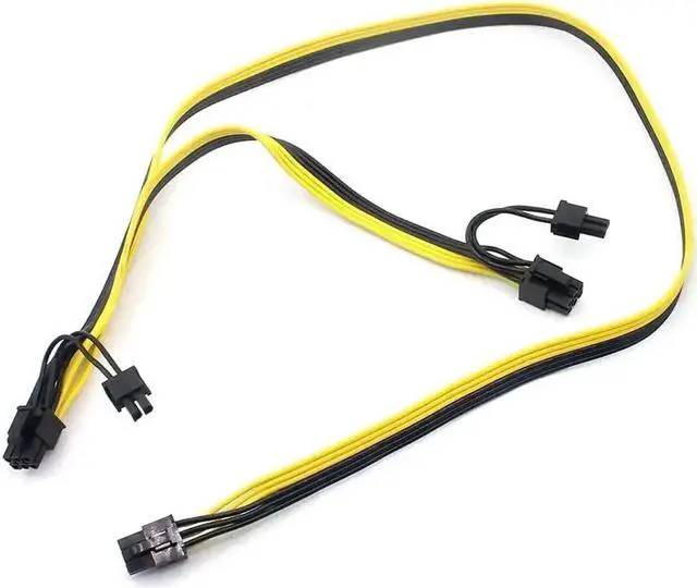 Alt view image 4 of 7 - 2 Pack PCIe 6Pin Male to Dual 8Pin (6+2) Male Splitter Power Cable, 18AWG Modular GPU Ribbon Extension Cord for Graphics Card & Mining Rig
