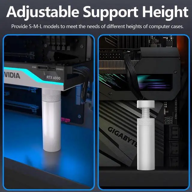Alt view image 6 of 6 - M Size Adjustable GPU Anti-Sag Support Bracket, Magnetic Graphics Card Holder with Anti-Slip Pad, Universal Video Card Stabilizer Brace