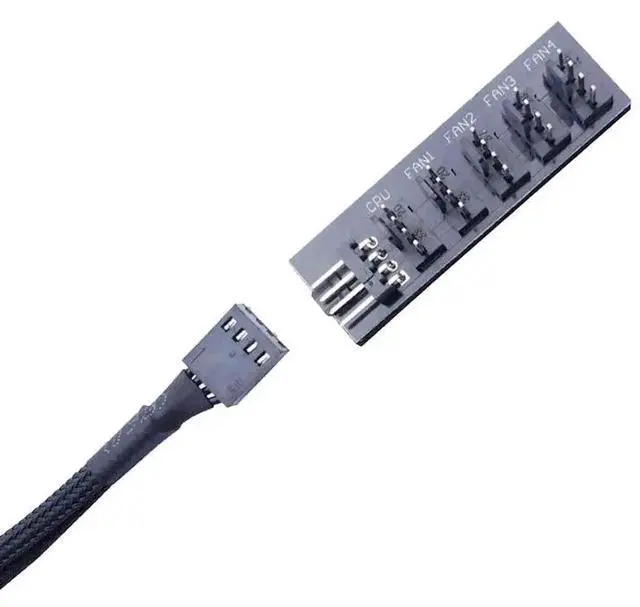 Alt view image 5 of 6 - 5-in-1 PWM 2510 4Pin Fan Splitter Hub, Nylon Braided Independent Power Supply PC Cooling Fan Extension Adapter