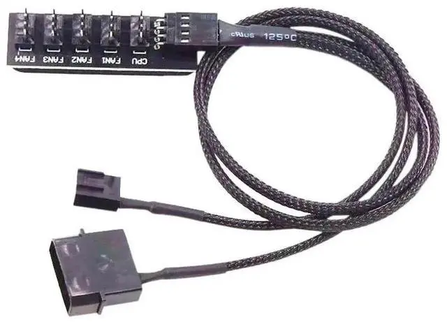 Alt view image 3 of 6 - 5-in-1 PWM 2510 4Pin Fan Splitter Hub, Nylon Braided Independent Power Supply PC Cooling Fan Extension Adapter
