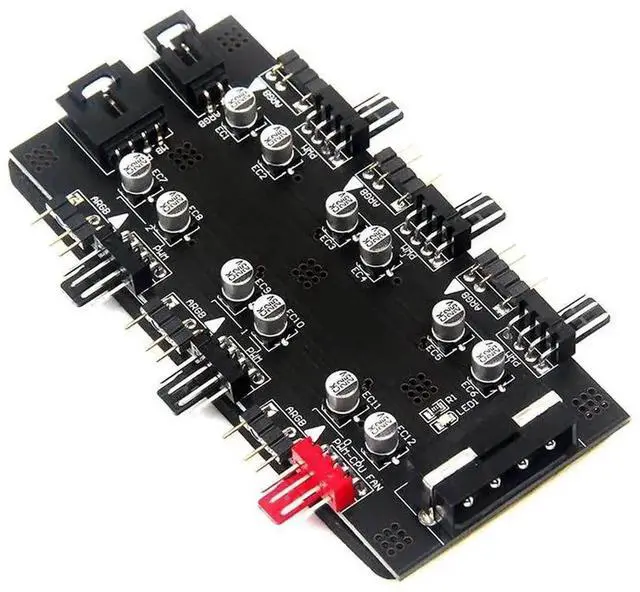 Alt view image 6 of 6 - 6-Port PWM Fan Hub Splitter Controller, 3PIN RGB + IDE 4PIN Independent Power Supply PC Case Cooling Fan Adapter with 60cm Cable