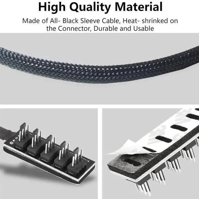 Alt view image 2 of 6 - 1-to-5 4-Pin PWM Fan Splitter Hub, Compatible with 3Pin/4Pin PC Case Cooling Fan Extension Cable