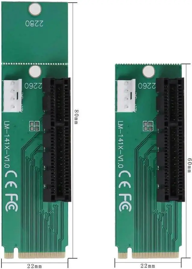 Alt view image 2 of 6 - 1Pc M.2 NGFF M Key Male to PCIe X4 Female Adapter Card, M.2 to PCI-E 4X Riser Converter with 4Pin Power Cable for BTC Mining Rig