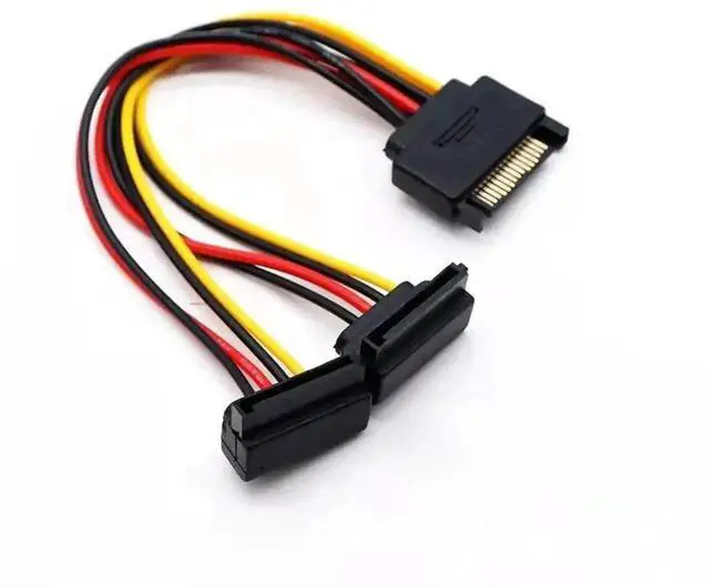 Alt view image 3 of 6 - 15Pin SATA Power Splitter Cable, 1 to 2 Right Angle SATA Extension Cord, PC Hard Drive SATA Power Adapter Wire