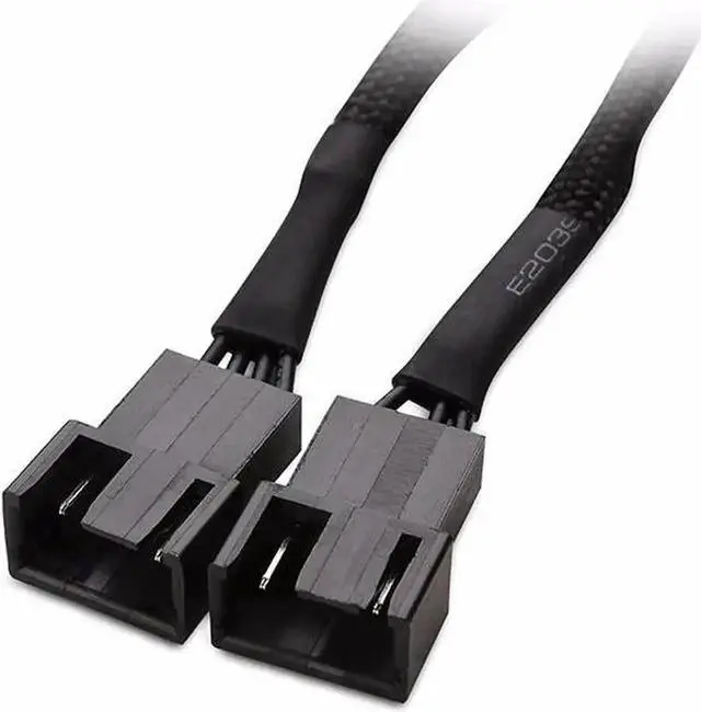 Alt view image 3 of 4 - 6 Inch Sleeved Black Mesh 4-Pin PWM Fan Splitter Cable, 1 to 2 Motherboard Fan Power Adapter Hub