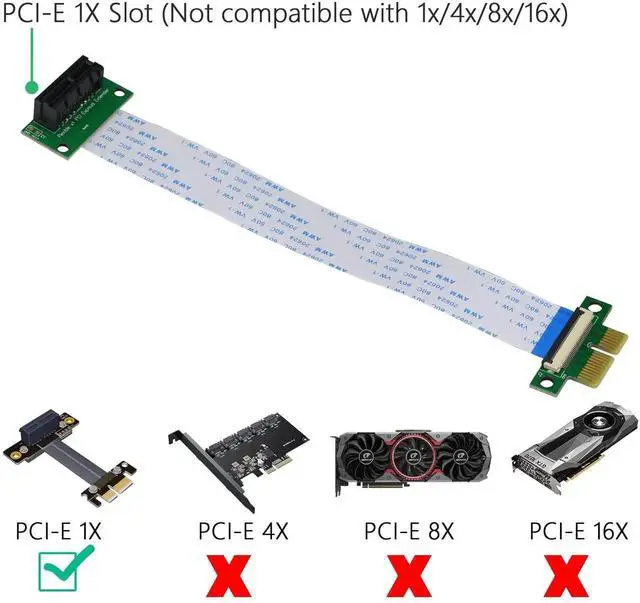 Alt view image 4 of 7 - 14cm 90 Degree PCIe 1X Riser Cable, PCI-E 36Pin PCIe 3.0 1X Extension Cord for FPV & Mining Devices