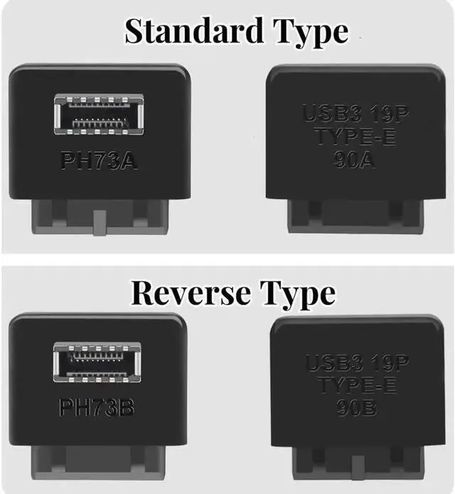 Alt view image 2 of 3 - USB 3.2 Gen 2 Type-E Key-A to USB 3.2 Gen 1 (USB3.0) 20Pin Header Adapter, Black Internal Front Panel Converter for Motherboard Type-C Chassis