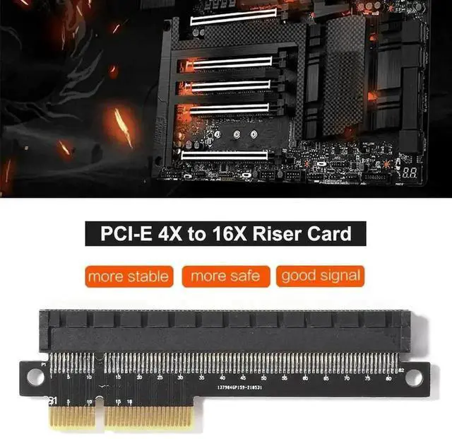 Alt view image 4 of 4 - PCI-E 4X to 16X Riser Card, PCI Express 4X Male to 16X Female Extension Adapter for Desktop Graphics Card Installation