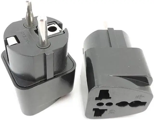 Alt view image 4 of 6 - US to EU DE Travel Plug Adapter, 2 Round Pins, Black, 1 Pack
