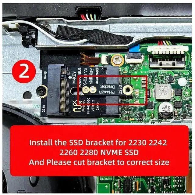 Alt view image 7 of 7 - 2230 NGFF A+E-Key Male to NVME M-Key Female PCIe 4.0 SSD Extension Adapter with Mount Bracket, Convert Laptop 2230 Slot to Support 2280 NVMe SSD