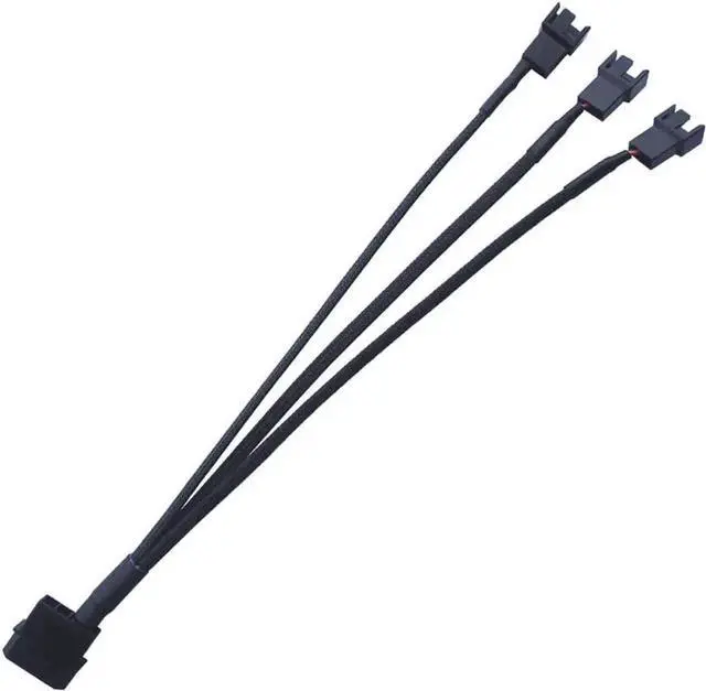 Alt view image 4 of 5 - Molex LP4 to Triple 3/4 Pin PWM Fan Splitter Cable, Sleeved 10 Inch Black PC Cooling Power Extension Cord