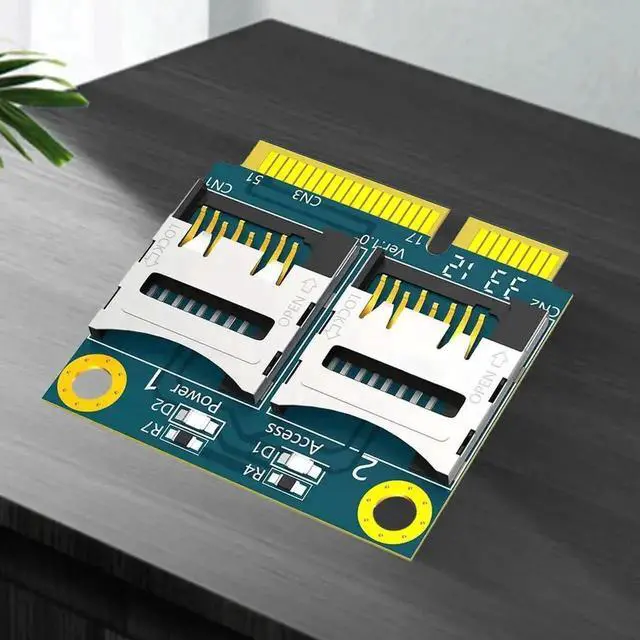 Alt view image 2 of 3 - Dual Micro SD TF to Mini PCI-E Card Reader Adapter with Half Height Bracket for Laptops
