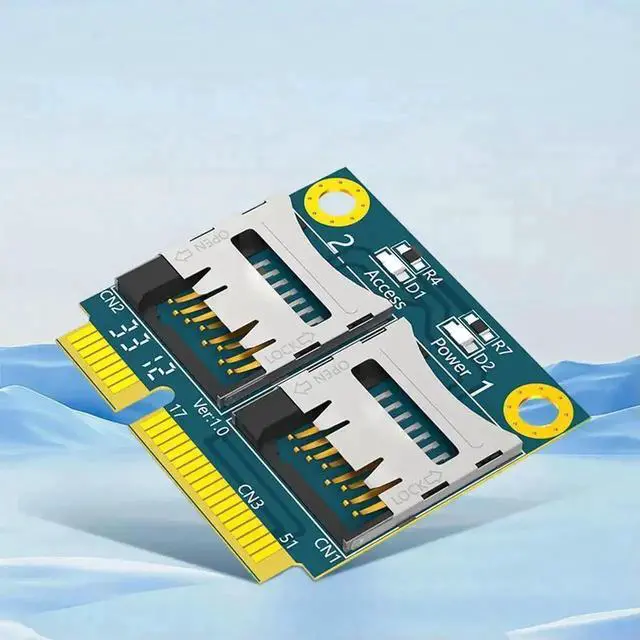 Alt view image 3 of 3 - Dual Micro SD TF to Mini PCI-E Card Reader Adapter with Half Height Bracket for Laptops