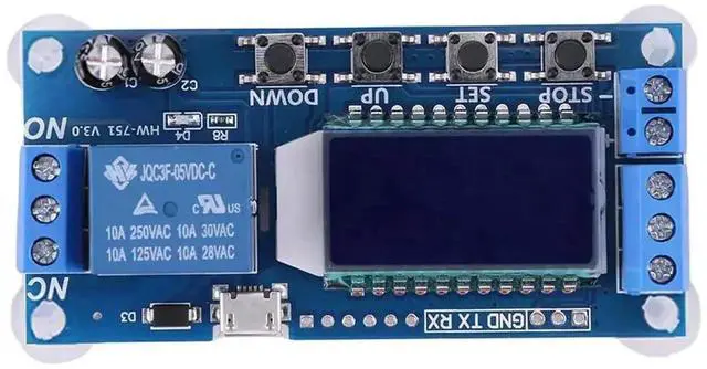 Main image of XY-LJ02 Timing Delay Trigger Relay Module with LCD Screen, 6-30V DC & USB 5V Dual Power Supply, Automatic Control Timer Switch Board