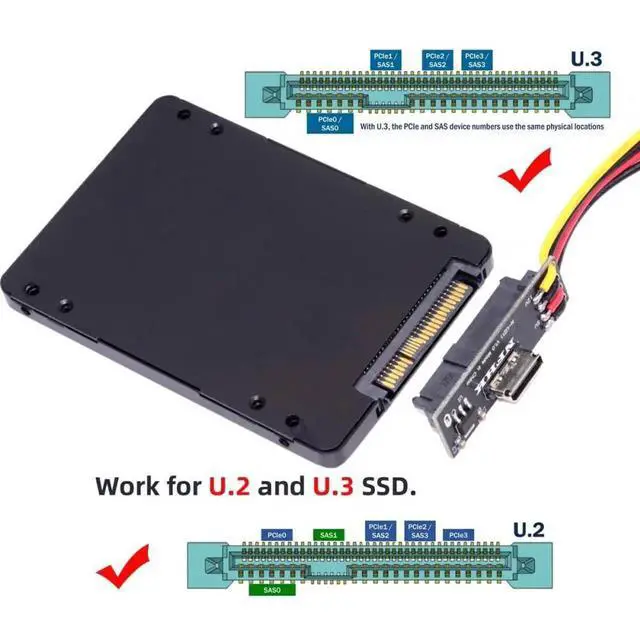 Alt view image 6 of 7 - SFF-8611 OCuLink Female SFF-8612 to U.2 U.3 SFF-8639 NVMe SSD Adapter Card, PCIe Storage Converter for Motherboard