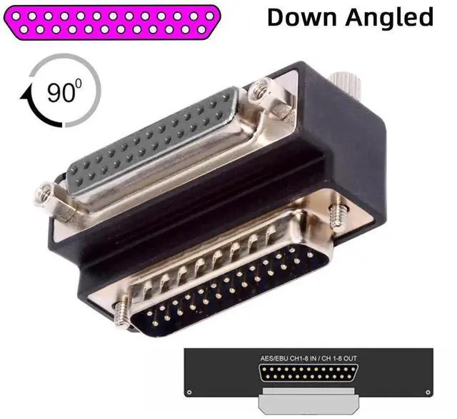 Alt view image 6 of 7 - 90 Degree Up Angled DB25 DSUB Extension Adapter, Male Nut to Female Screw DB25 Connector, Compatible with Parallel LPT Port & AES/EBU Digital Audio Equipment