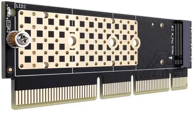 Alt view image 6 of 7 - M.2 NVMe M-Key to PCIe 3.0 X16 Adapter Card with Aluminum Heatsink, Supports 2230-2280 NVMe SSD