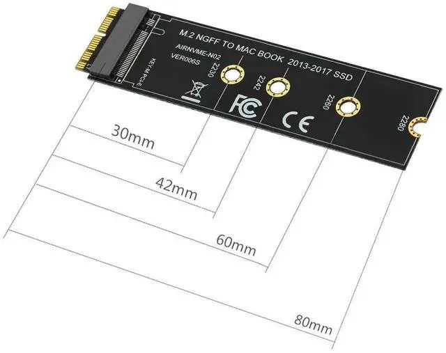 Alt view image 3 of 7 - M-Key M.2 to 12+16Pin SSD Adapter Card, Compatible with MacBook Air 2013-2017 A1465 A1466 / Pro A1398 A1502 A1419, Supports 2230-2280 NVMe SSD