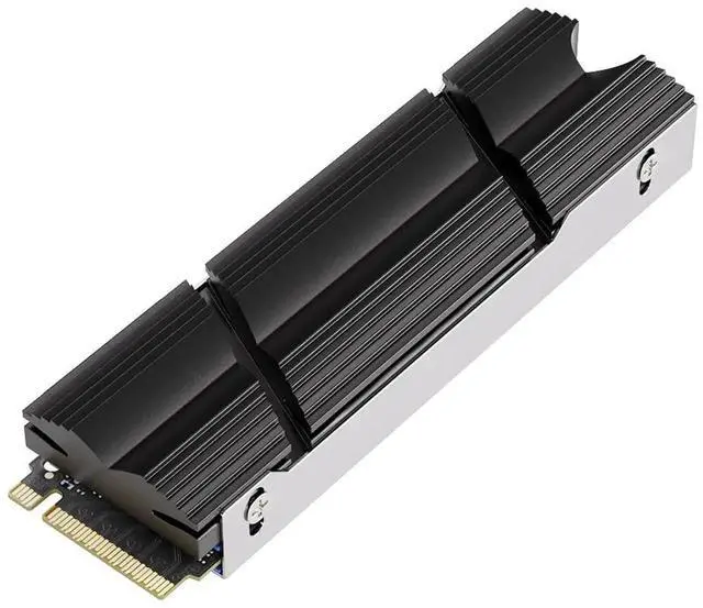 Main image of Black Double-Sided Aluminum M.2 2280 SSD Heatsink with Thermal Pads, Compatible with PC & PS5 NVMe SSD