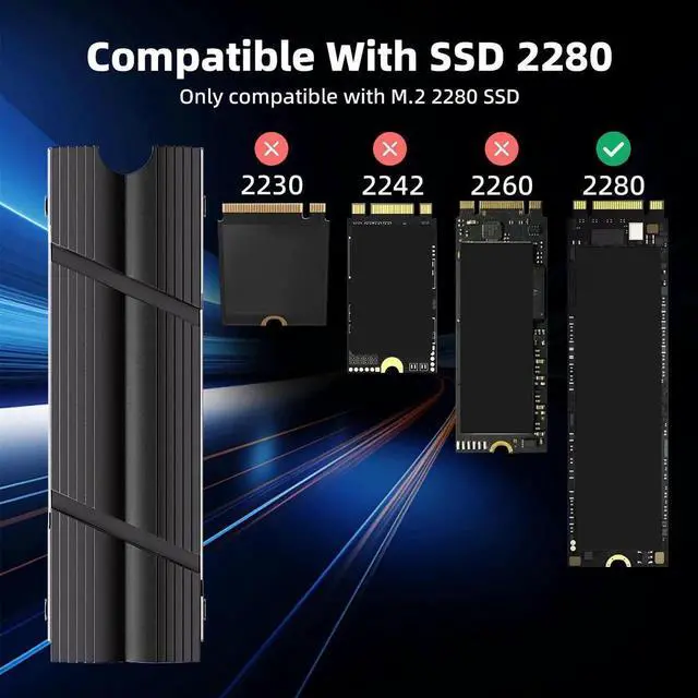 Alt view image 4 of 7 - Black Double-Sided Aluminum M.2 2280 SSD Heatsink with Thermal Pads, Compatible with PC & PS5 NVMe SSD