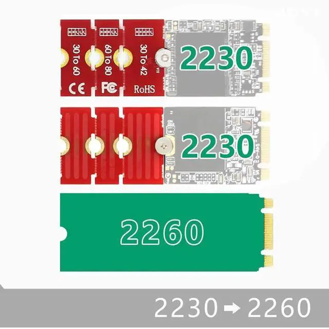 Alt view image 7 of 7 - M.2 NVMe SSD Length Extension Adapter for M2 / M2PLUS, Convert 2230/2242/2260 to 2280 Size, Compatible with U.2 / M3 / M.3 SSD Bay