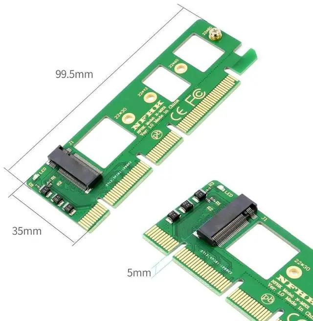 Alt view image 4 of 7 - M-Key M.2 NVME AHCI SSD to PCIe 3.0 X4/X8/X16 Adapter Card, NGFF SSD PCIe Riser Converter Compatible with Samsung XP941 SM951 PM951 A110, Green PCB