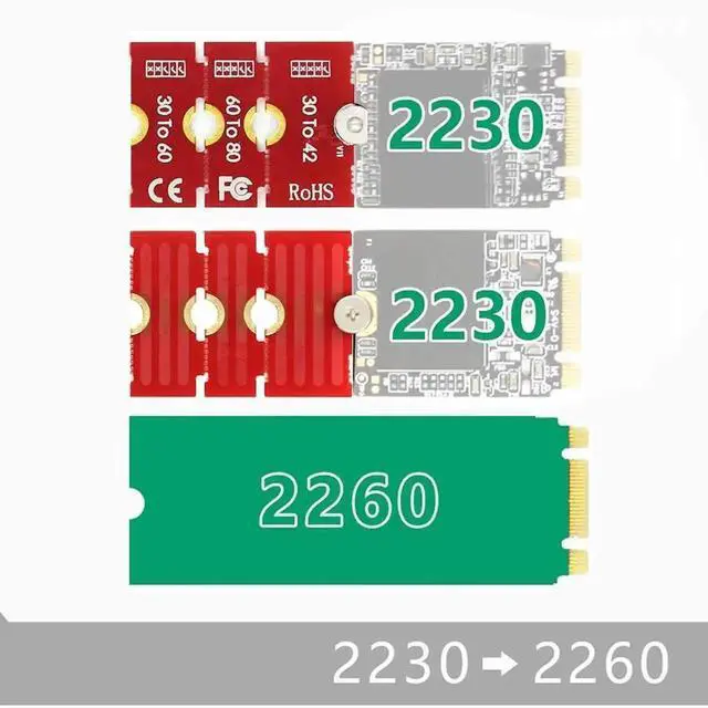 Alt view image 2 of 7 - M2PLUS M.2 NVMe SSD Length Extender Adapter, Convert 2230/2242/2260 to 2280 NGFF SSD Bracket, Compatible with U.2 M.3