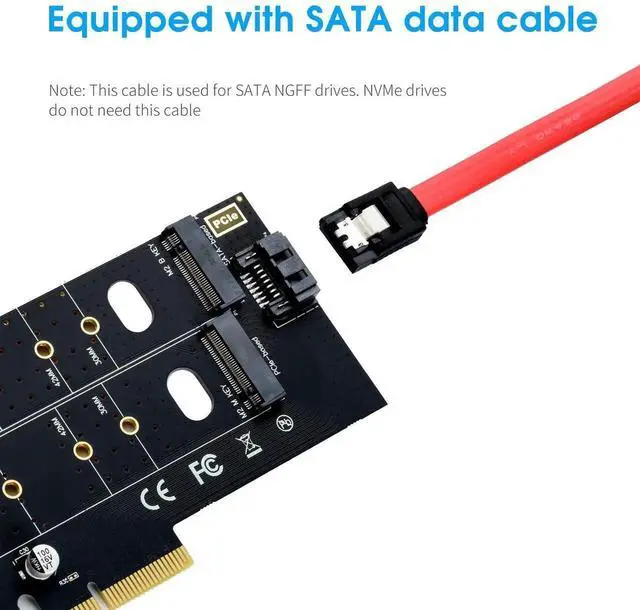 Alt view image 4 of 7 - Dual M.2 PCIe X4 Adapter Card, 32Gbps NVMe/NGFF SSD Converter, Supports B/M/B&M Key & 2230-22110 SSD