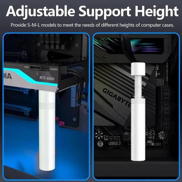 Alt view image 3 of 6 - Adjustable GPU Support Bracket with Magnet & Anti-Slip Pad, Universal GPU Sag Holder