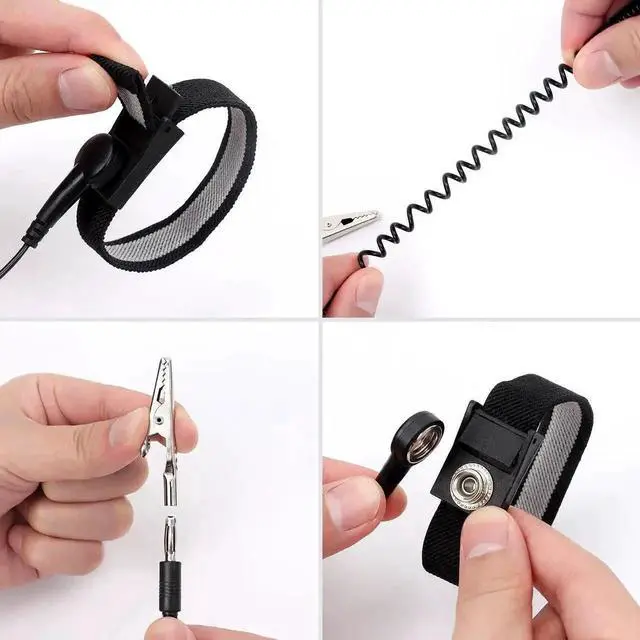 Alt view image 3 of 7 - 11 Inch Adjustable ESD Anti-Static Wrist Strap with Alligator Clip & Extra Long Cord, for PC Assembly & Electronics Repair