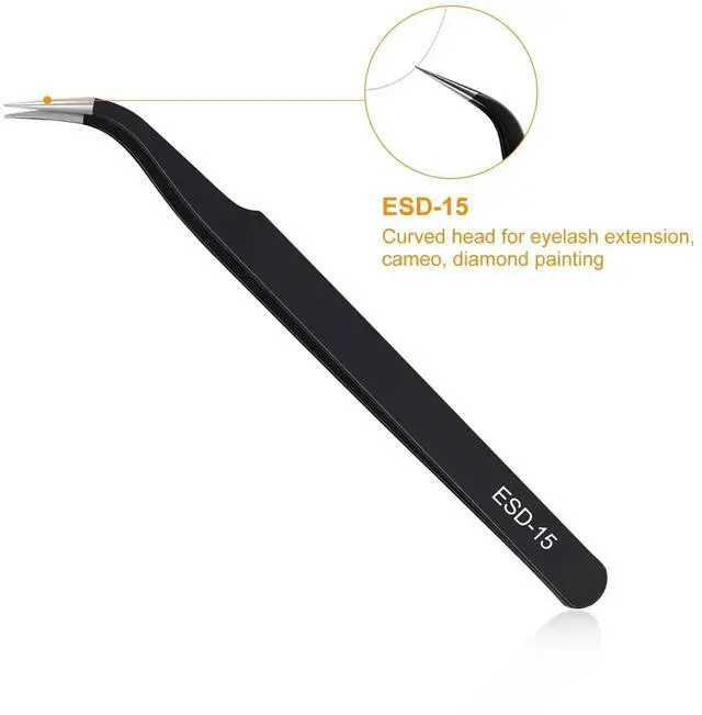 Alt view image 7 of 7 - 3 Pack Anti-Static Precision Stainless Steel Tweezers Set, for Soldering, Electronics, Lab, Jewelry & Model Crafting