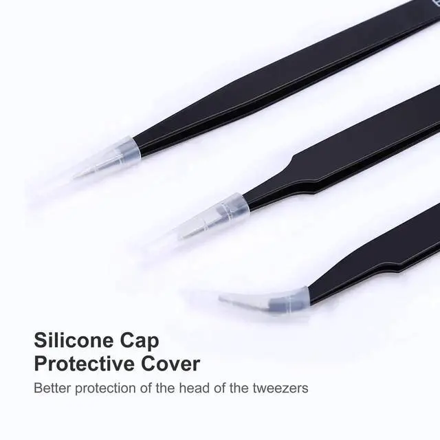 Alt view image 4 of 7 - 3 Pack Anti-Static Precision Stainless Steel Tweezers Set, for Soldering, Electronics, Lab, Jewelry & Model Crafting