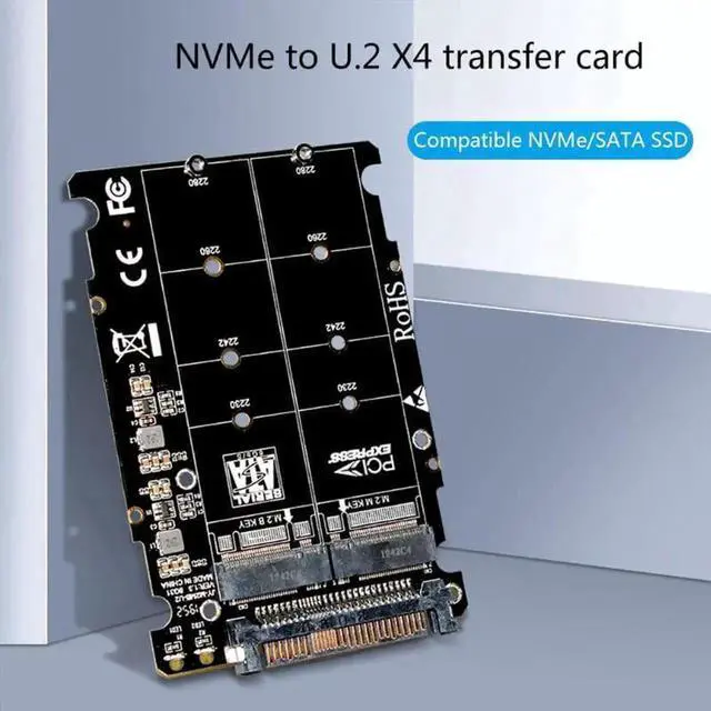 Alt view image 5 of 6 - 2-in-1 M.2 NVMe/SATA to U.2 SFF-8639 Adapter Card, M.2 SSD to PCIe U.2 Converter for Desktop PC