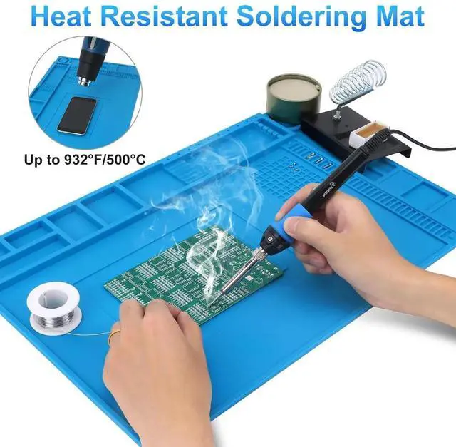 Alt view image 5 of 7 - 17.7"×11.8" Magnetic Silicone Soldering Mat, 932°F Heat Resistant Repair Work Pad