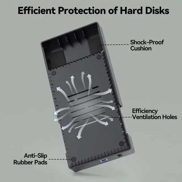 Alt view image 5 of 7 - Vszerda 3.5 Inch SATA HDD Enclosure, USB 3.0 UASP Supported, Max 20TB Capacity, Equipped with 12V 24W Power Adapter