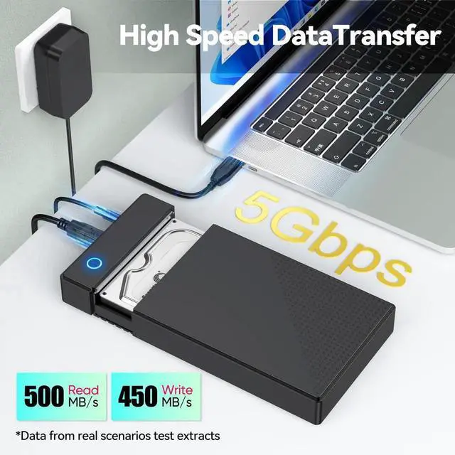 Alt view image 2 of 7 - Vszerda 3.5 Inch SATA HDD Enclosure, USB 3.0 UASP Supported, Max 20TB Capacity, Equipped with 12V 24W Power Adapter