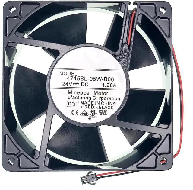 Main image of 4715SL-05W-B60 Industrial Cooling Fan, DC24V 1.2A 28.8W, 120×120×38mm 4700RPM 2-Wire Fan for Inverter