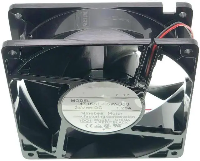 Alt view image 2 of 7 - 4715SL-05W-B60 Industrial Cooling Fan, DC24V 1.2A 28.8W, 120×120×38mm 4700RPM 2-Wire Fan for Inverter